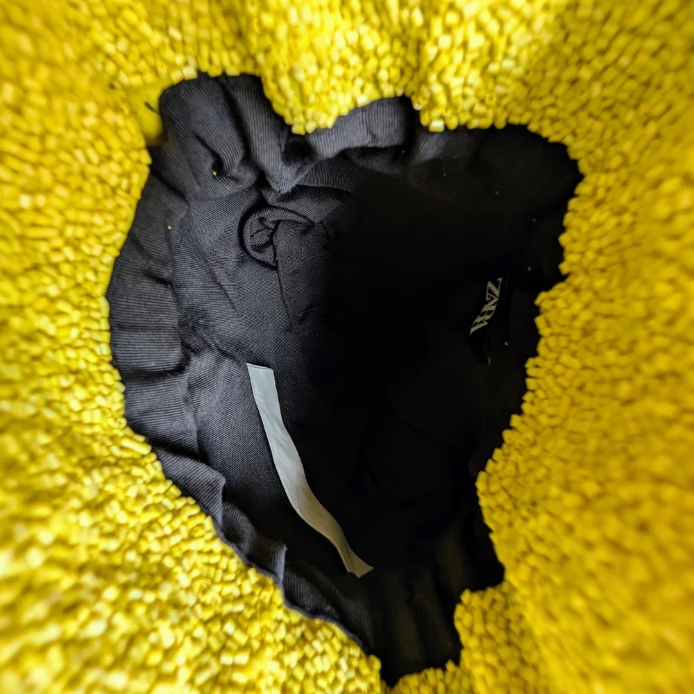 Zara Yellow Beaded Watermelon Bucket Bag New - Picture 2 of 5